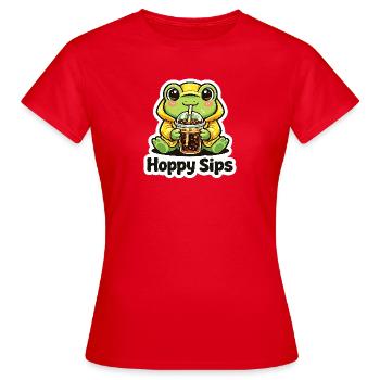 Grenouille au thé mousseux - T-shirt Femme - rouge - Devant - AI Model Female 172 dark (172cm)