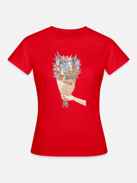 Aquarell Blumenstrauß Bouquet - Frauen T-Shirt - Rot