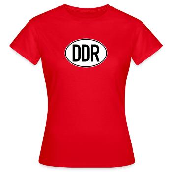 DDR Kennzeichen (zweifarbig) - Frauen T-Shirt - Rot - Vorne - AI Model Female 172 dark (172cm)