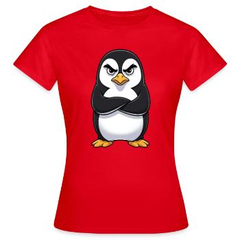Grumpy Pinguin Cartoon sauer mürrisch genervt - T-shirt Femme - rouge - Devant - AI Model Female 172 dark (172cm)