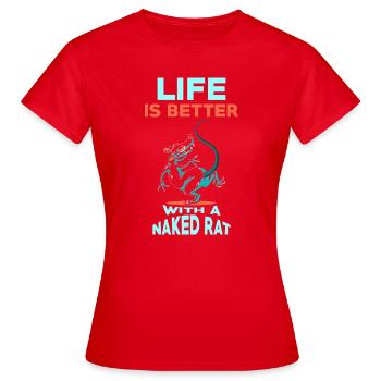 La vie est plus belle avec un nu, sans poils - T-shirt Femme - rouge - Devant - AI Model Female 172 dark (172cm)
