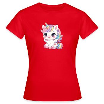 Einhorn - Frauen T-Shirt - Rot - Vorne - AI Model Female 172 dark (172cm)