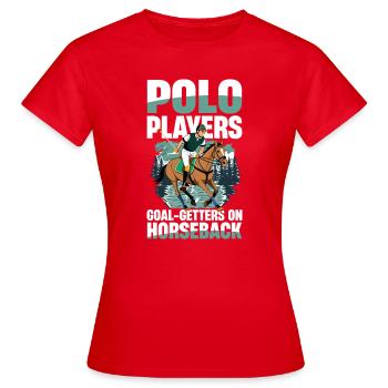  Polo Spieler Zielstrebige Helden Auf Dem - Frauen T-Shirt - Rot - Vorne - AI Model Female 172 dark (172cm)