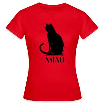 Miau - Frauen T-Shirt - Rot - Vorne - AI Model Female 172 dark (172cm)