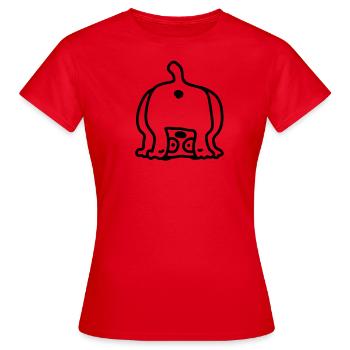 Dog from behind - Line - Women's T-Shirt - red - Front - AI Model Female 172 dark (172cm)