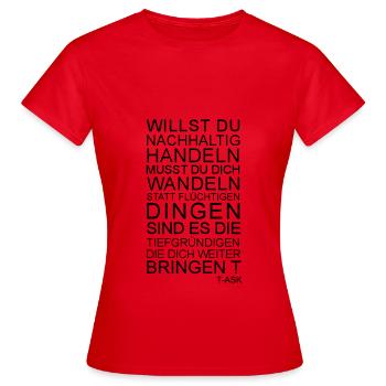 Agir durablement - T-shirt Femme - rouge - Devant - AI Model Female 172 dark (172cm)