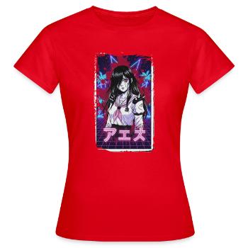 Écolière Cyberpunk Néon - T-shirt Femme - rouge - Devant - AI Model Female 172 dark (172cm)