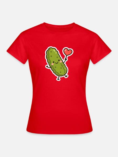 Kuschelige Gurke mit Herz - Frauen T-Shirt - Rot