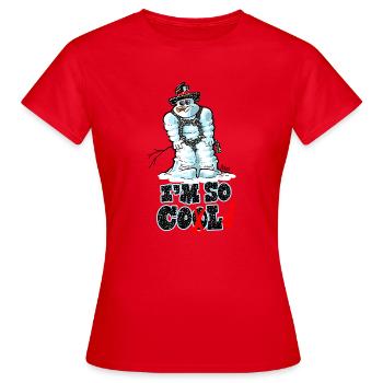 1421-michel-so-kalt - Frauen T-Shirt - Rot - Vorne - AI Model Female 172 dark (172cm)