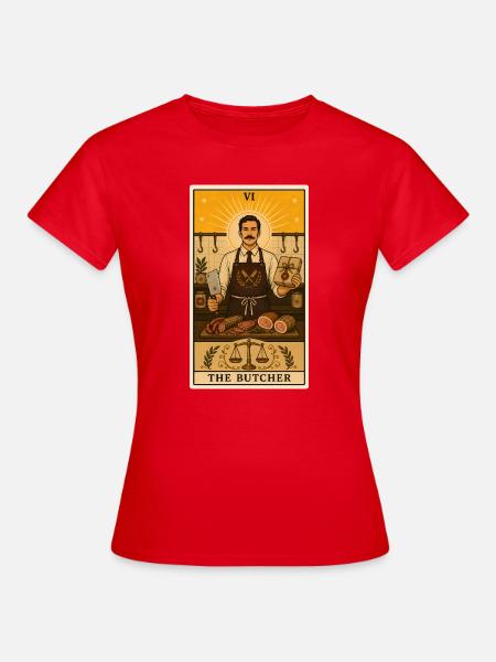 Metzger | Fleischerei Handwerk Tarot - Frauen T-Shirt - Rot