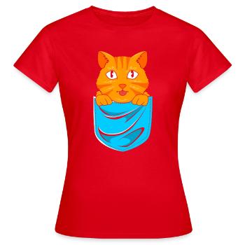 tabby cat - Women's T-Shirt - red - Front - AI Model Female 172 dark (172cm)
