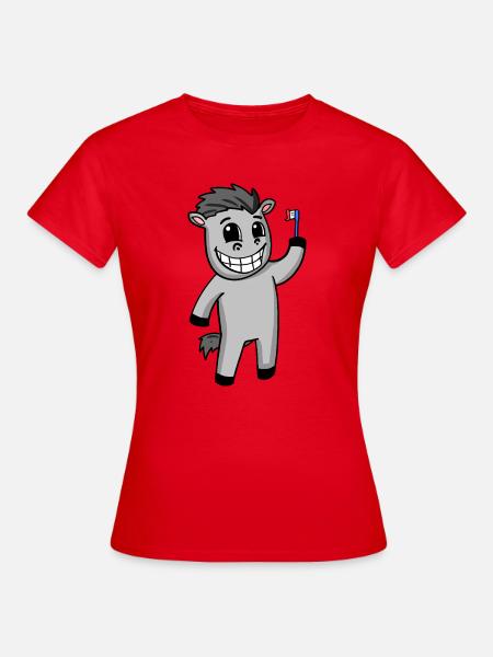 Esel Zähne putzen - Frauen T-Shirt - Rot