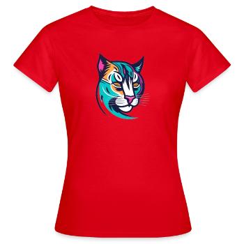 Lynx stylisé coloré - T-shirt Femme - rouge - Devant - AI Model Female 172 dark (172cm)