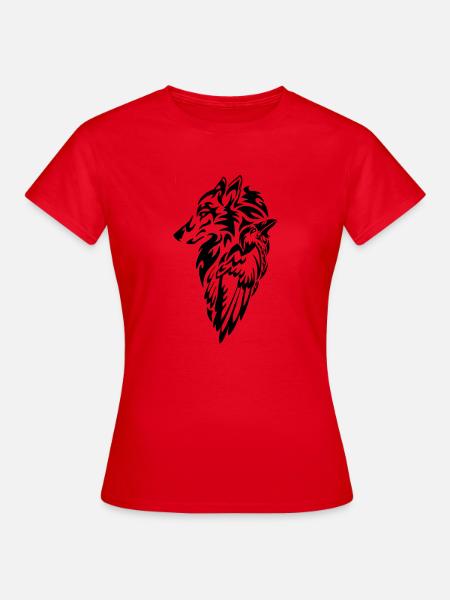 Wolf und Rabe - Frauen T-Shirt - Rot