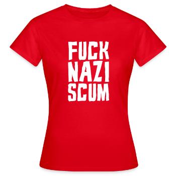 FUCK NAZI SCUM - Women's T-Shirt - red - Front - AI Model Female 172 dark (172cm)