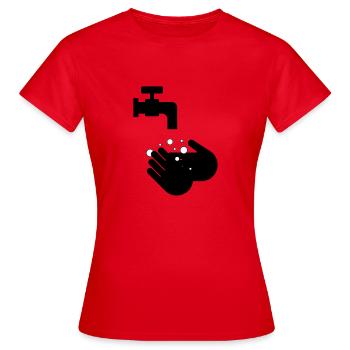 Hände waschen - Frauen T-Shirt - Rot - Vorne - AI Model Female 172 dark (172cm)