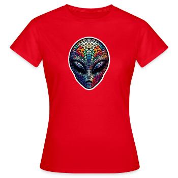Mosaik Alienkopf - Frauen T-Shirt - Rot - Vorne - AI Model Female 172 dark (172cm)