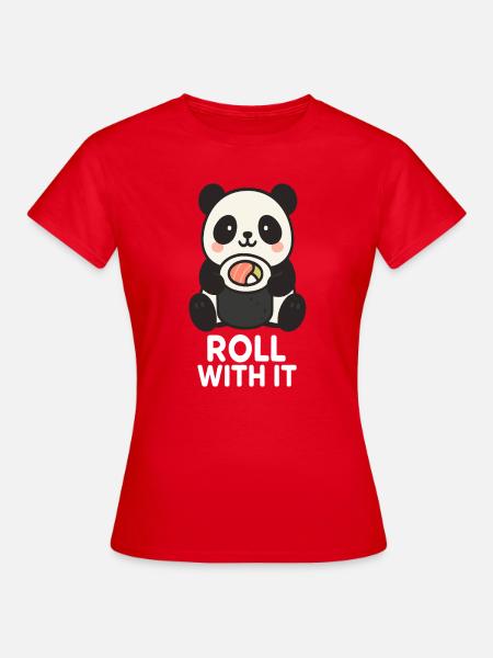 Niedlicher Panda mit Sushi-Motiv - Frauen T-Shirt - Rot