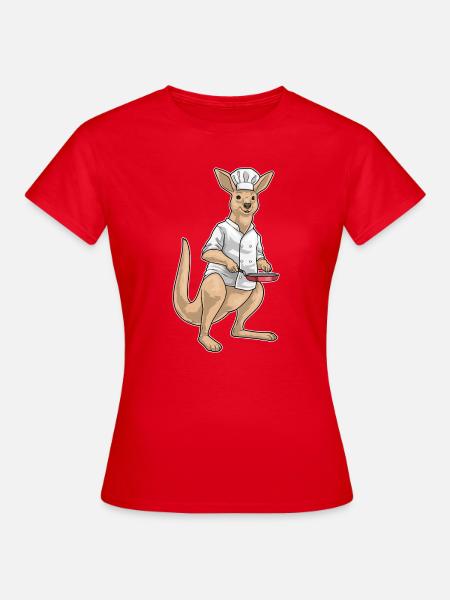 Känguru Koch Pfanne Kochen - Frauen T-Shirt - Rot
