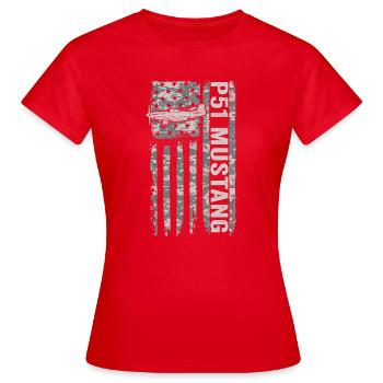 Camouflage militaire P-51 Drapeau américain de la Seconde Guerre mondiale - T-shirt Femme - rouge - Devant - AI Model Female 172 dark (172cm)