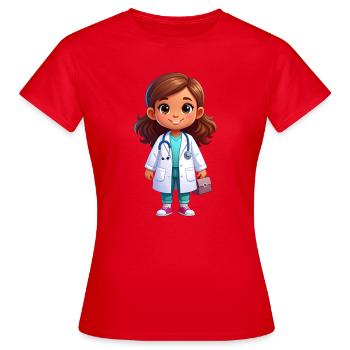 Petit Docteur avec stéthoscope et blouse – Médecine - T-shirt Femme - rouge - Devant - AI Model Female 172 dark (172cm)