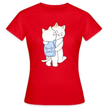 Cute Hugging Cats Back to School - Frauen T-Shirt - Rot - Vorne - AI Model Female 172 dark (172cm)