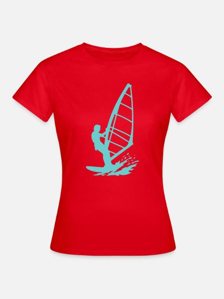Windsurfer Silhouette im Meer - Frauen T-Shirt - Rot