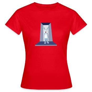 Osterhase auf dem Laufsteg - Rabbit on Display - Frauen T-Shirt - Rot - Vorne - AI Model Female 172 dark (172cm)