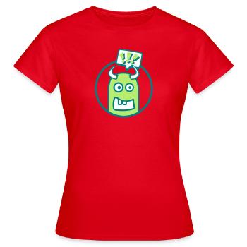 Personnage de dessin animé mignon (point d’exclamation, cercle) - T-shirt Femme - rouge - Devant - AI Model Female 172 dark (172cm)