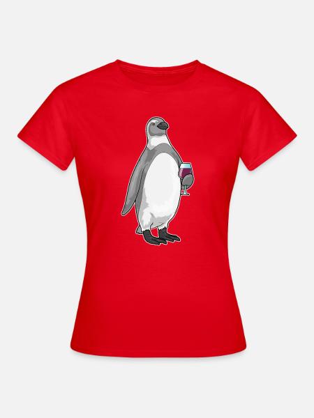 Pinguin Rotwein - Frauen T-Shirt - Rot