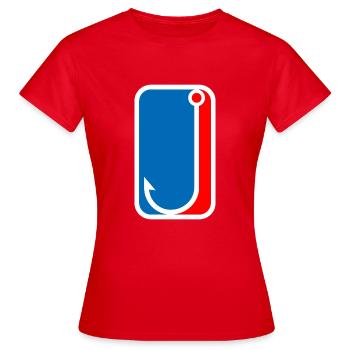 fishing hook fishing logo - Women's T-Shirt - red - Front - AI Model Female 172 dark (172cm)