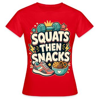 SQUATS PUIS COLLATIONS - T-shirt Femme - rouge - Devant - AI Model Female 172 dark (172cm)