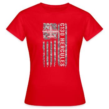 C130 Hercules Amerikanische Flagge Militär-Tarnung - Frauen T-Shirt - Rot - Vorne - AI Model Female 172 dark (172cm)