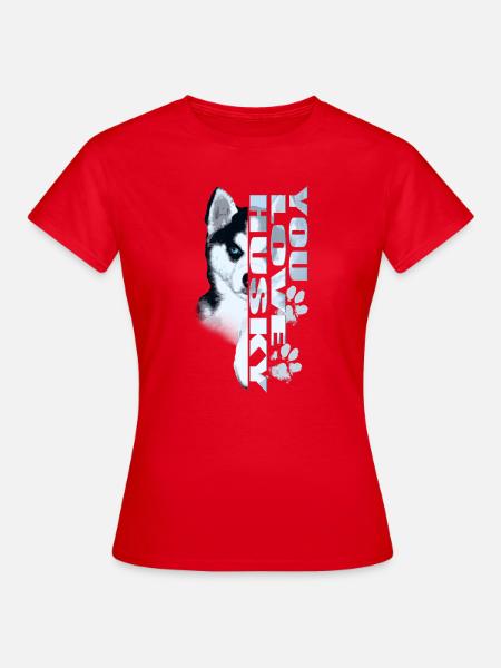 Husky Portrait Schrift - Frauen T-Shirt - Rot