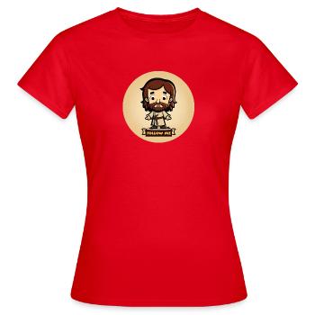 Jesus niedliche Karikatur - Frauen T-Shirt - Rot - Vorne - AI Model Female 172 dark (172cm)