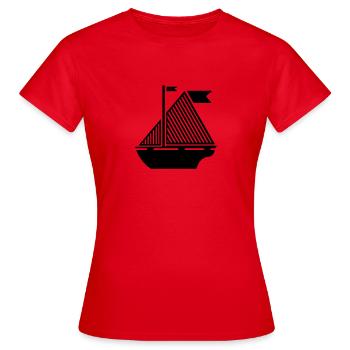 Boat Illustration - Women's T-Shirt - red - Front - AI Model Female 172 dark (172cm)
