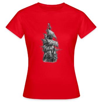 Piratenschiff Gothic Graphic - Frauen T-Shirt - Rot - Vorne - AI Model Female 172 dark (172cm)