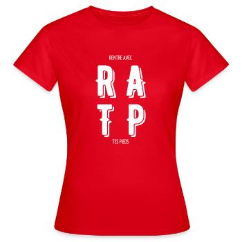 RATP - Rentre avec tes pieds - T-shirt Femme - rouge - Devant - AI Model Female 172 dark (172cm)