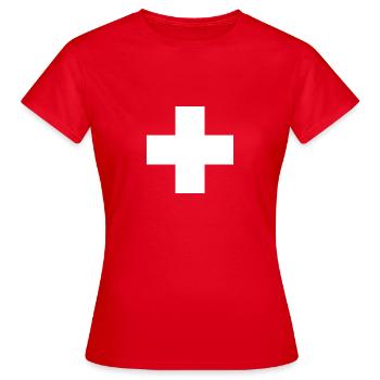 Schweiz Nationalflagge Kreuz - Frauen T-Shirt - Rot - Vorne - AI Model Female 172 dark (172cm)