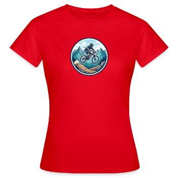 Mountain Adventure MTB Sticker - Women's T-Shirt - red - Front - AI Model Female 172 dark (172cm)