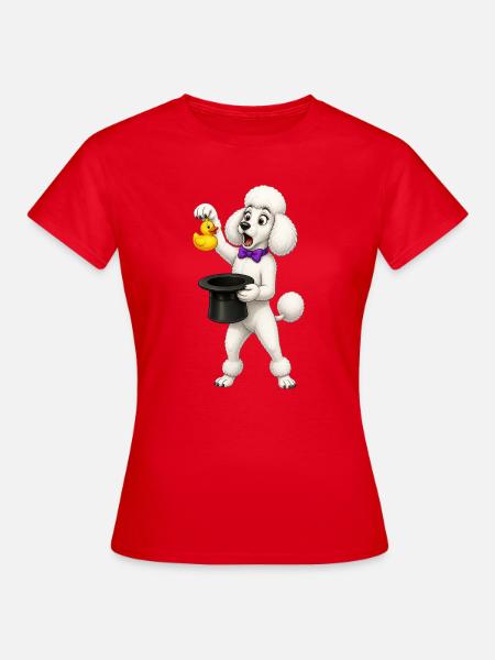 Pudel-Magier-Enten-Trick-Design - Frauen T-Shirt - Rot