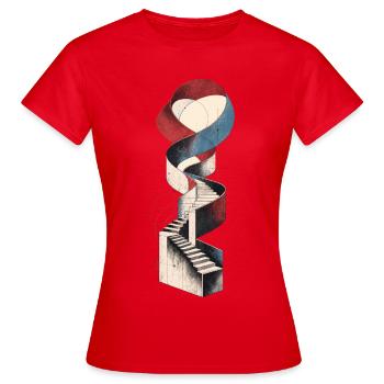 Stairway in Motion - Surreal Architecture - Women's T-Shirt - red - Front - AI Model Female 172 dark (172cm)
