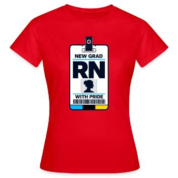 Carte d’insigne infirmier diplômé RN Queer Première fois - T-shirt Femme - rouge - Devant - AI Model Female 172 dark (172cm)