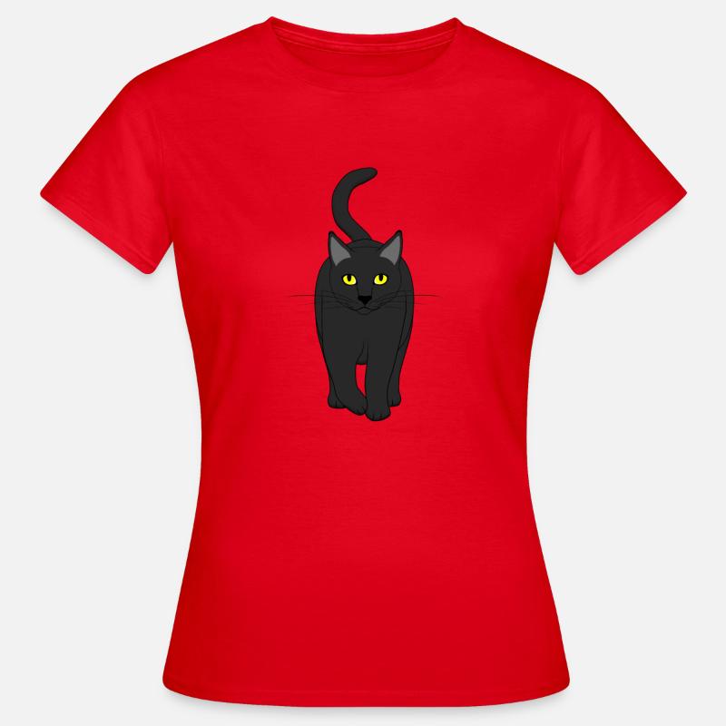 cat front black E - Women's T-Shirt - red