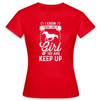 Je sais que je roule comme une fille, essayez le mitz - T-shirt Femme - rouge - Devant - AI Model Female 172 dark (172cm)