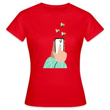 Cœurs de fierté sur le smartphone - T-shirt Femme - rouge - Devant - AI Model Female 172 dark (172cm)