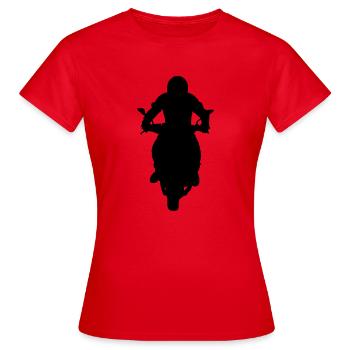 Motorrad mit Fahrer - Frauen T-Shirt - Rot - Vorne - AI Model Female 172 dark (172cm)