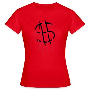 gouttes de sang graffiti spray liquide symbole dollar zei - T-shirt Femme - rouge - Devant - AI Model Female 172 dark (172cm)