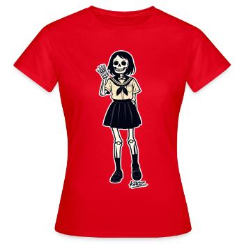 Portrait squelette d’écolière - T-shirt Femme - rouge - Devant - AI Model Female 172 dark (172cm)