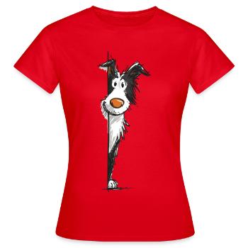 Peeking-Collie-Design - Frauen T-Shirt - Rot - Vorne - AI Model Female 172 dark (172cm)